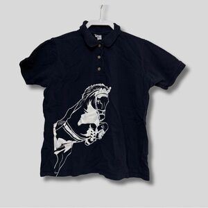 NOLA Gear Gildan Navy Blue Polo Shirt with Horse Graphic